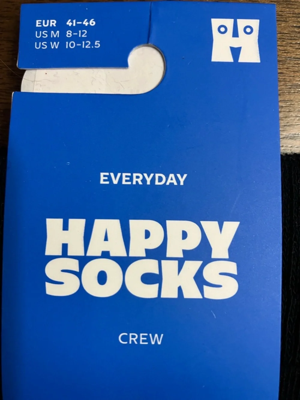 Happy Socks Black Crew Socks with Pink Flamingo Pattern